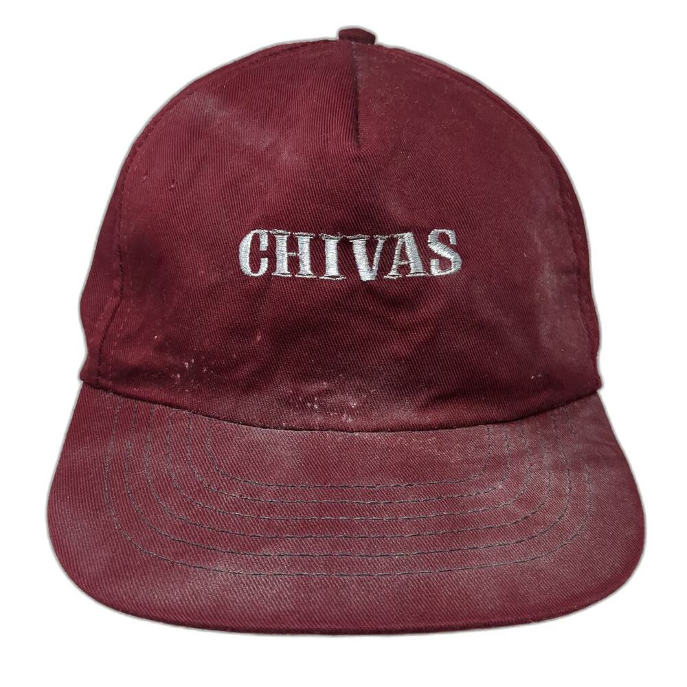 Chivas 5 Panel Red Hat One Size Snapback Embroidered Logo Scotch Whisky Promo - Picture 1 of 8